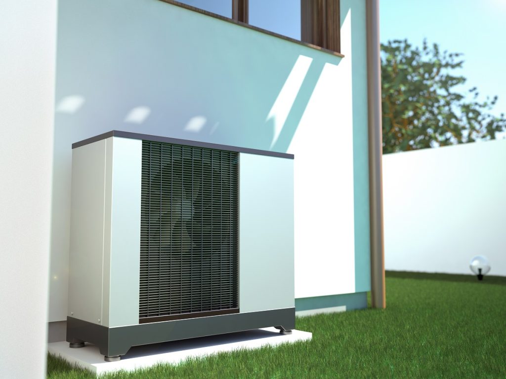 heat pump beside house